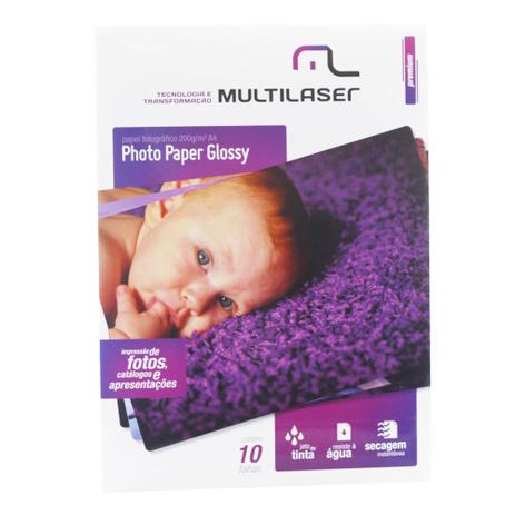 Papel Fotografico Glossy Multilaser A4 50Fls Pacote - PE012 Menor preço em Papel Fotografico Glossy Multilaser A4 50Fls Pacote - PE012