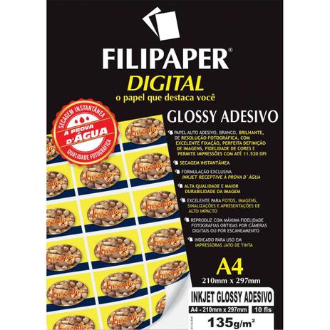 Papel fotográfico inkjet a4 glossy adesivo 135g pct com 10 - GNA Menor preço em Papel fotográfico inkjet a4 glossy adesivo 135g pct com 10 - GNA