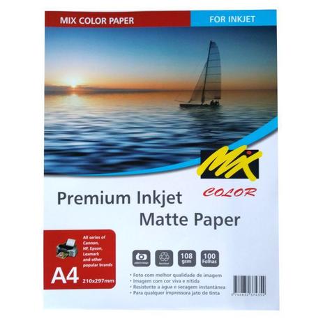 Papel Fotográfico Matte - 108g - A4 - 210x297 100fls - Mix Color - Única Menor preço em Papel Fotográfico Matte - 108g - A4 - 210x297 100fls - Mix Color - Única