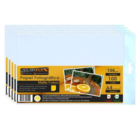 Papel Fotográfico Matte Fosco 108g A4 210x297 Marpax 500fls Menor preço em Papel Fotográfico Matte Fosco 108g A4 210x297 Marpax 500fls