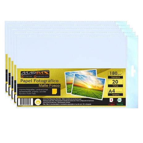 Papel Fotográfico Matte Fosco 180g A4 210x297 Marpax 100fls Menor preço em Papel Fotográfico Matte Fosco 180g A4 210x297 Marpax 100fls