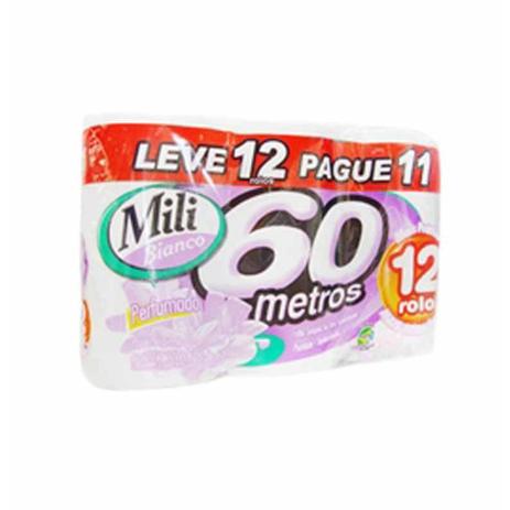 Papel higienico bianco perf. 60m l12/p11 / 12rl / mili Menor preço em Papel higienico bianco perf. 60m l12/p11 / 12rl / mili