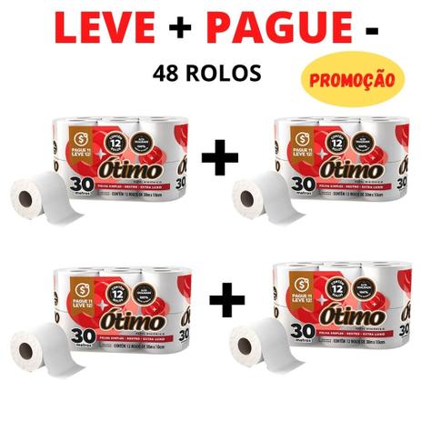 Papel Higiênico Leve + Pague - ( 4 Pacotes c/12 rolos = 48 Rolos ) - Ótimo !!! é ruim? Papel Higiênico Leve + Pague - ( 4 Pacotes c/12 rolos = 48 Rolos ) - Ótimo !!! é boa?
