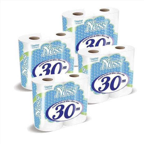 Papel Higiênico Ness - Folha Simples C/4 Pacotes - 16 Rolos Menor preço em Papel Higiênico Ness - Folha Simples C/4 Pacotes - 16 Rolos