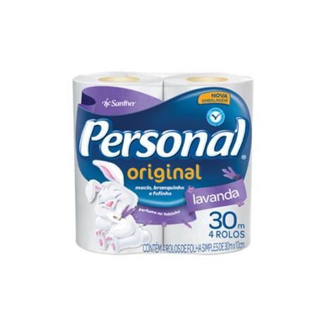 Papel higiênico personal lavanda - 4 rolos de 30 metros - Santher Menor preço em Papel higiênico personal lavanda - 4 rolos de 30 metros - Santher