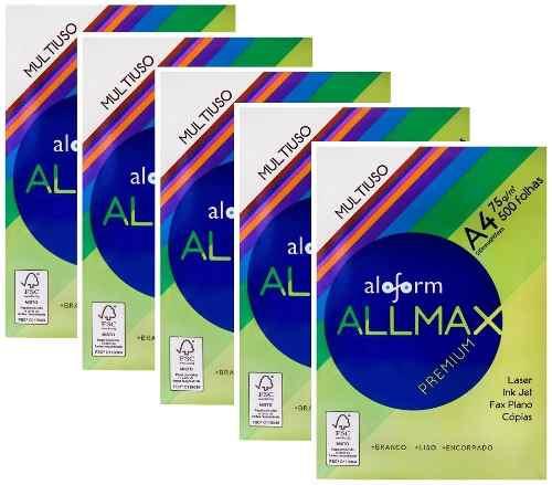 Papel Sulfite A4 Allmax 75 G 05 Pacotes 2500 Folhas Menor preço em Papel Sulfite A4 Allmax 75 G 05 Pacotes 2500 Folhas