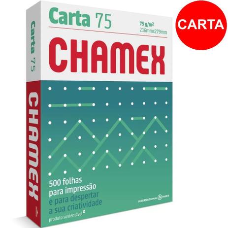 Papel Sulfite Branco 75g Carta 216x279mm Chamex PT/ 500 Folhas - SYLVAMO Menor preço em Papel Sulfite Branco 75g Carta 216x279mm Chamex PT/ 500 Folhas - SYLVAMO