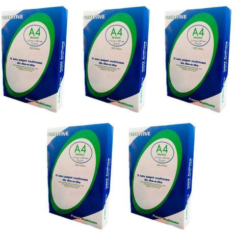 Papel Sulfite Executive A4 75G caixa c/ 5 resmas 500 folhas - Mercadoria para Revenda Menor preço em Papel Sulfite Executive A4 75G caixa c/ 5 resmas 500 folhas - Mercadoria para Revenda