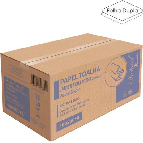 Papel Toalha Branco Interfolhado 2 Dobras Folha Dupla Extra Luxo Caixa c/ 2000 folhas - Indaial Menor preço em Papel Toalha Branco Interfolhado 2 Dobras Folha Dupla Extra Luxo Caixa c/ 2000 folhas - Indaial