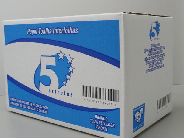 Papel Toalha Interfolhas - 20cm x 21cm - 100% Celulose - Caixa com 2.000 Folhas - 5 Estrelas Menor preço em Papel Toalha Interfolhas - 20cm x 21cm - 100% Celulose - Caixa com 2.000 Folhas - 5 Estrelas