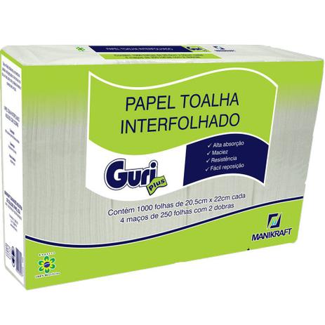 Papel Toalha Manikraft 2 Dobras Interfolhado Guri Plus PT 1000 Un Menor preço em Papel Toalha Manikraft 2 Dobras Interfolhado Guri Plus PT 1000 Un