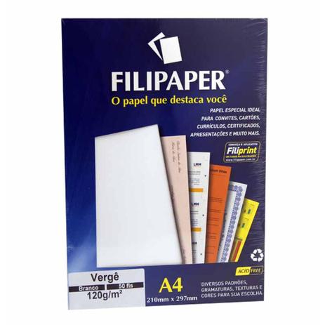 Papel verge a4 120gm2 branco 1361 / 50fl / filipaper Menor preço em Papel verge a4 120gm2 branco 1361 / 50fl / filipaper