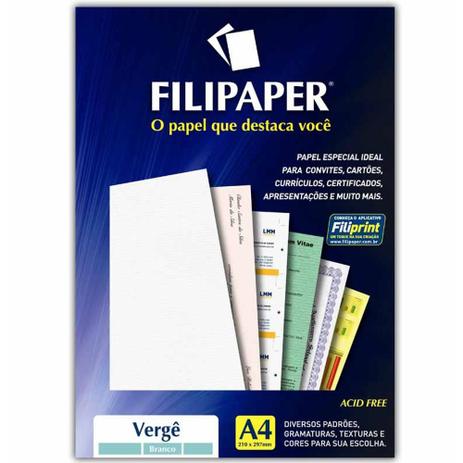 Papel verge a4 120gm2 branco 1869 / 30fl / filipaper Menor preço em Papel verge a4 120gm2 branco 1869 / 30fl / filipaper