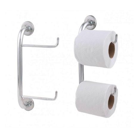 Papeleira Dupla Suporte Para Papel Higiênico Dupla Fixação - 15 Menor preço em Papeleira Dupla Suporte Para Papel Higiênico Dupla Fixação - 15