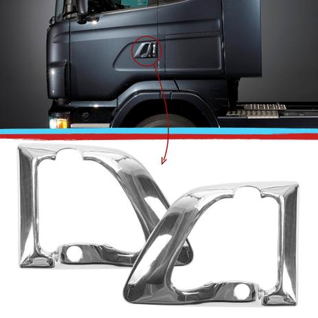Par Aplique Capa Macaneta Externa Fechadura Porta Scania 1998 A 2018 Cromado - Jetta Menor preço em Par Aplique Capa Macaneta Externa Fechadura Porta Scania 1998 A 2018 Cromado - Jetta
