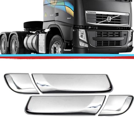 Par Aplique Capa Macaneta Puxador Porta Volvo Fh 2015 2016 Cromado - Jetta Menor preço em Par Aplique Capa Macaneta Puxador Porta Volvo Fh 2015 2016 Cromado - Jetta