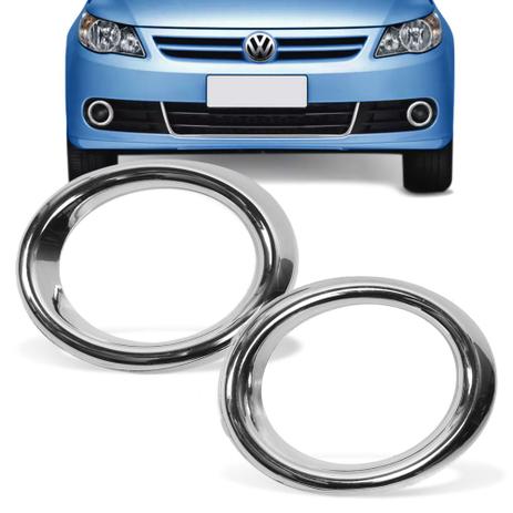 Menor preço em Par Aplique Farol Milha Gol Voyage G5 2009 2010 2011 2012 Auxiliar Cromada - Shekparts