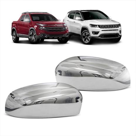 Par Aplique Retrovisor Cromado Fiat Toro Jeep Compass - Shekparts Menor preço em Par Aplique Retrovisor Cromado Fiat Toro Jeep Compass - Shekparts