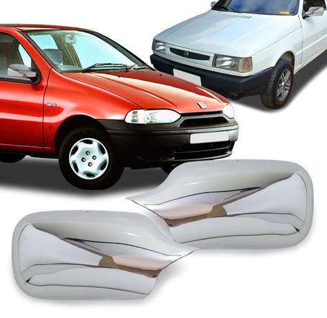 Par Aplique Retrovisor Palio 1996 A 1999 Uno Fire 2001 A 2005 Cromado - Shekparts Menor preço em Par Aplique Retrovisor Palio 1996 A 1999 Uno Fire 2001 A 2005 Cromado - Shekparts