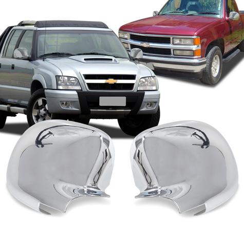Par Aplique Retrovisor S10 1995 a 2011 Blazer Silverado Cromado - Shekparts Menor preço em Par Aplique Retrovisor S10 1995 a 2011 Blazer Silverado Cromado - Shekparts