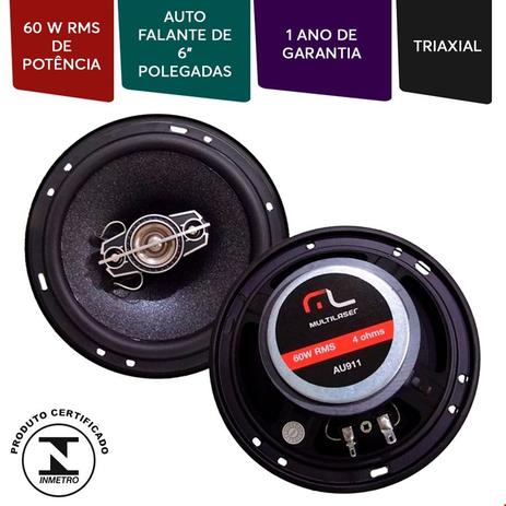 Par Auto Falante Multilaser 6 Pol 60w Rms Preto - AU911 Menor preço em Par Auto Falante Multilaser 6 Pol 60w Rms Preto - AU911