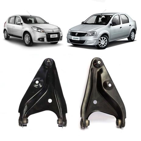 Par Bandeja Inferior Suspensão LD/LE Completa Renault Sandero Logan 2007 à 2013 - Perfect Menor preço em Par Bandeja Inferior Suspensão LD/LE Completa Renault Sandero Logan 2007 à 2013 - Perfect