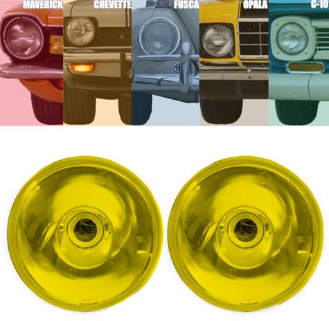 Par Bloco Farol Universal Lente Lisa Com Vigia Amarelo 180mm - Fortluz Menor preço em Par Bloco Farol Universal Lente Lisa Com Vigia Amarelo 180mm - Fortluz