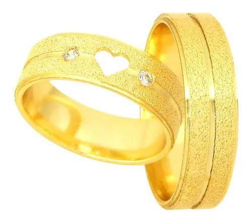 Par De Alianças Banhada Ouro Coração Vazado 6mm Fosqueada - Shoppingnet Menor preço em Par De Alianças Banhada Ouro Coração Vazado 6mm Fosqueada - Shoppingnet