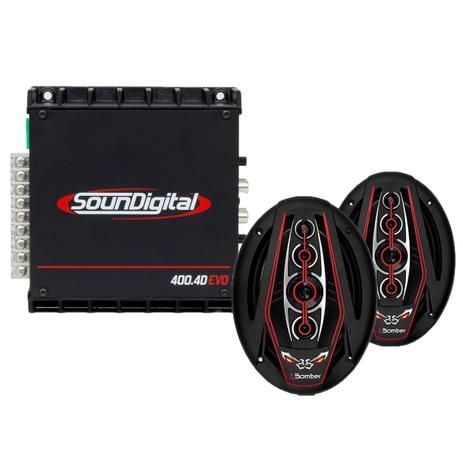 Par de Alto Falantes 6x9 Bicho Papão Bomber 350w Rms + Módulo Sondigital Sd400.4D - Kit de produtos Menor preço em Par de Alto Falantes 6x9 Bicho Papão Bomber 350w Rms + Módulo Sondigital Sd400.4D - Kit de produtos