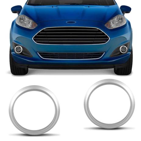 Par de Apliques Moldura Aro do Farol de Milha Ford New Fiesta 2014 a 2018 Cinza - Blawer Menor preço em Par de Apliques Moldura Aro do Farol de Milha Ford New Fiesta 2014 a 2018 Cinza - Blawer