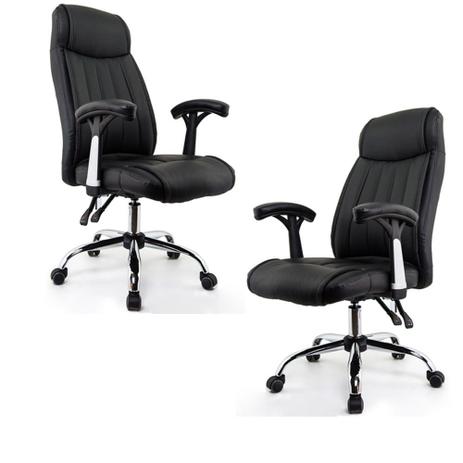 Par De Cadeiras Escritorio Presidente Lyon Preta Conforsit 4913