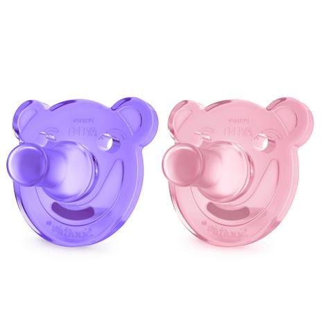 Par de Chupetas Calmante Soothie Meninas Roxo e Rosa - 0-3 meses - Phillips AVENT SCF194/02 - Philips avent Menor preço em Par de Chupetas Calmante Soothie Meninas Roxo e Rosa - 0-3 meses - Phillips AVENT SCF194/02 - Philips avent