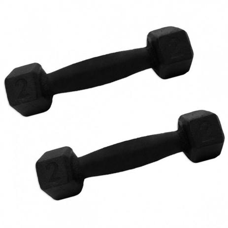 Par de Halter Sextavado 2 Kg em Ferro Fundido Pintado Preto Mega Peso Menor preço em Par de Halter Sextavado 2 Kg em Ferro Fundido Pintado Preto Mega Peso