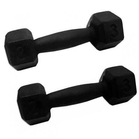 Par de Halter Sextavado 3 Kg em Ferro Fundido Pintado Preto Mega Peso Menor preço em Par de Halter Sextavado 3 Kg em Ferro Fundido Pintado Preto Mega Peso
