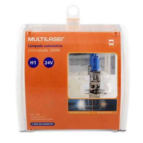 Par de Lâmpadas Automotiva H1 12V 55 Watts Super Branca 5000K Multilaser - AU802 Menor preço em Par de Lâmpadas Automotiva H1 12V 55 Watts Super Branca 5000K Multilaser - AU802