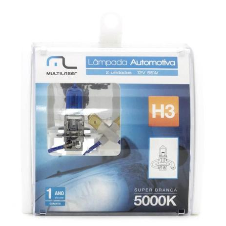 Par de Lâmpadas Automotiva Multilaser H3 - 12V - 55 Watts Super Branca 5000K - AU804 Menor preço em Par de Lâmpadas Automotiva Multilaser H3 - 12V - 55 Watts Super Branca 5000K - AU804