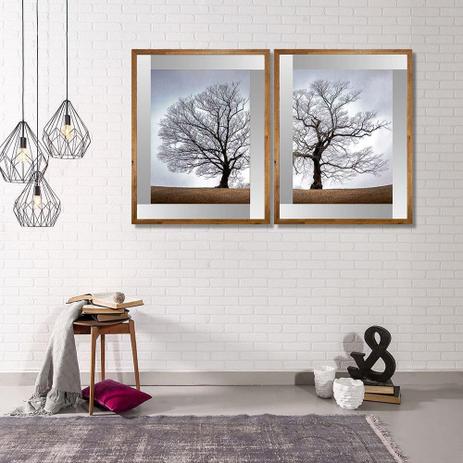 Par de Quadros com Moldura Rústica e Espelho Árvore Seca 2 Quadros de 64x79cm - Decore pronto Menor preço em Par de Quadros com Moldura Rústica e Espelho Árvore Seca 2 Quadros de 64x79cm - Decore pronto