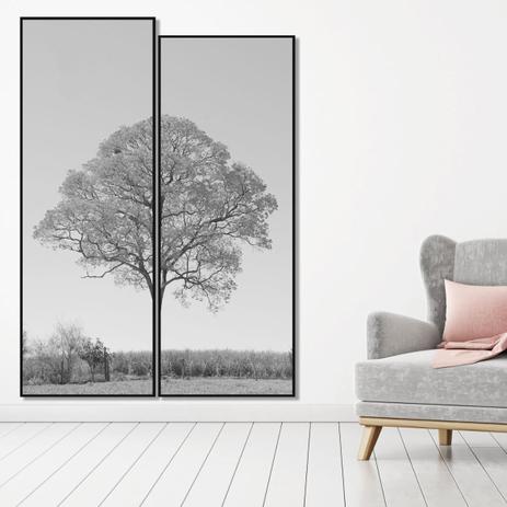 Par de Quadros Decorativos Árvore em Preto e Branco Kit Imagem Dividida 150x210cm - Decore pronto Menor preço em Par de Quadros Decorativos Árvore em Preto e Branco Kit Imagem Dividida 150x210cm - Decore pronto