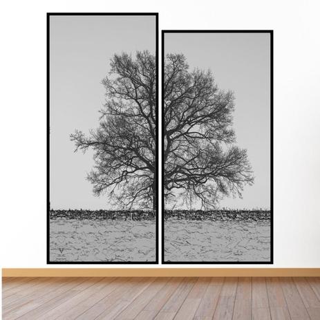Par de Quadros Moldura Preta Árvore Kit com 2 Quadros 130x150cm - Decore pronto Menor preço em Par de Quadros Moldura Preta Árvore Kit com 2 Quadros 130x150cm - Decore pronto