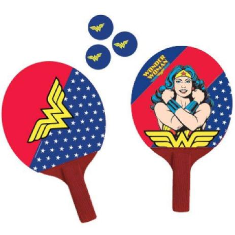 Menor preço em Par de Raquetes Ping Pong 3 Bolas Mulher Maravilha Bel Fix