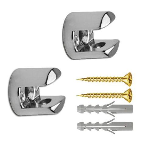 Par De Suporte Fenda Cromado Para Prateleira De Vidro de 10 mm Com Parafusos E Buchas De Fixação - Fabio ferragens Menor preço em Par De Suporte Fenda Cromado Para Prateleira De Vidro de 10 mm Com Parafusos E Buchas De Fixação - Fabio ferragens