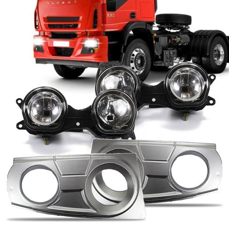 Par Farol Auxiliar Duplo Caminhao Iveco Cursor 2009 2010 2011 2012 2013 Com Moldura Lente Vidro - Fortluz Menor preço em Par Farol Auxiliar Duplo Caminhao Iveco Cursor 2009 2010 2011 2012 2013 Com Moldura Lente Vidro - Fortluz