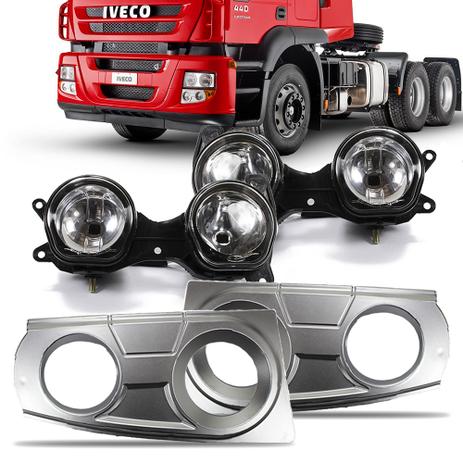 Par Farol Auxiliar Duplo Caminhao Iveco Stralis 08 09 10 11 12 13 14 Com Moldura Lente Vidro - Fortluz Menor preço em Par Farol Auxiliar Duplo Caminhao Iveco Stralis 08 09 10 11 12 13 14 Com Moldura Lente Vidro - Fortluz