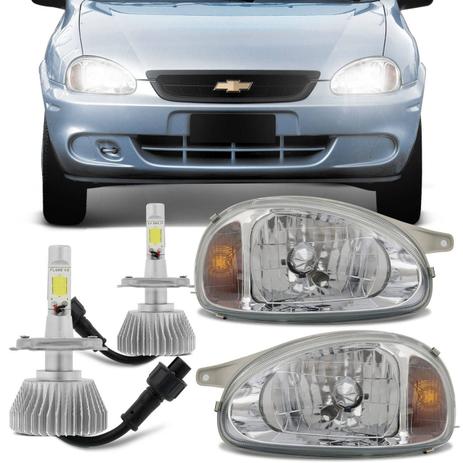 Par Farol Corsa Classic 1994 a 2010 Máscara Cromada + Par Lâmpada Super Led 6000K - Prime Menor preço em Par Farol Corsa Classic 1994 a 2010 Máscara Cromada + Par Lâmpada Super Led 6000K - Prime