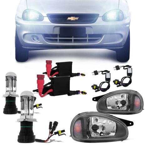 Par Farol Corsa Pick up 1994 a 2002 Classic 2003 a 2010 + Kit Bi Xenon H4-3 8000K - Prime Menor preço em Par Farol Corsa Pick up 1994 a 2002 Classic 2003 a 2010 + Kit Bi Xenon H4-3 8000K - Prime