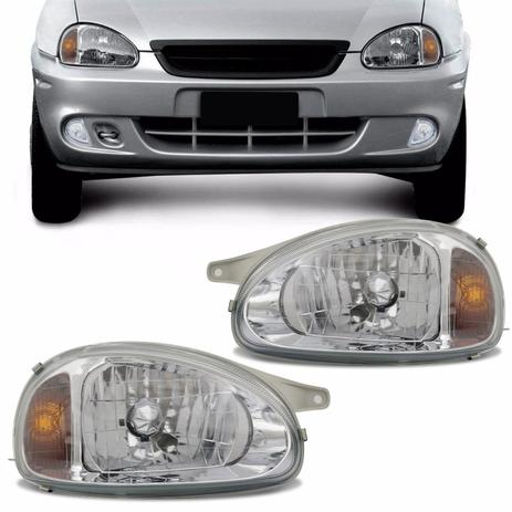 Par Farol Corsa Sedan Hatch Classic 1994 a 2010 Máscara Cromada Pisca Integrado - Kit Prime Menor preço em Par Farol Corsa Sedan Hatch Classic 1994 a 2010 Máscara Cromada Pisca Integrado - Kit Prime