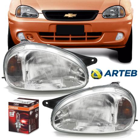 Par Farol Corsa Wind Hatch Sedan Wagon Classic 93 A 99 Estriado Original Arteb Com Lampadas Osram Menor preço em Par Farol Corsa Wind Hatch Sedan Wagon Classic 93 A 99 Estriado Original Arteb Com Lampadas Osram