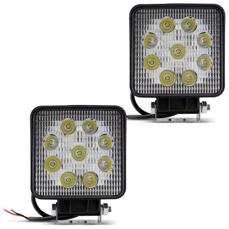 Par Farol de Milha Quadrado Universal 9 LEDs 6000K 27W Branco Carro Caminhão Jeep - Kit Prime Menor preço em Par Farol de Milha Quadrado Universal 9 LEDs 6000K 27W Branco Carro Caminhão Jeep - Kit Prime