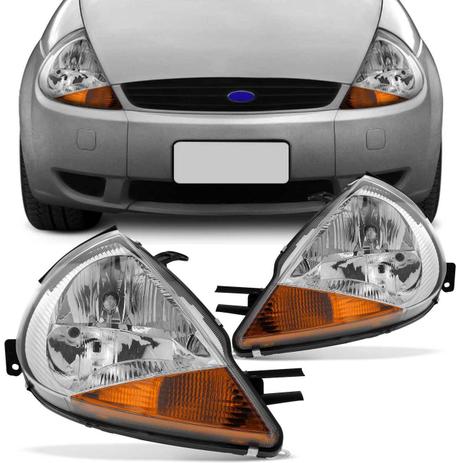 Par Farol Ford Ka 98 99 00 01 02 03 04 05 06 Máscara Cromada Foco Duplo Pisca Integrado - Kit Prime Menor preço em Par Farol Ford Ka 98 99 00 01 02 03 04 05 06 Máscara Cromada Foco Duplo Pisca Integrado - Kit Prime