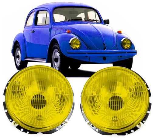 Par Farol Fusca Kombi 1976 A 1996 Lente Estriada Amarela - Fortluz Menor preço em Par Farol Fusca Kombi 1976 A 1996 Lente Estriada Amarela - Fortluz